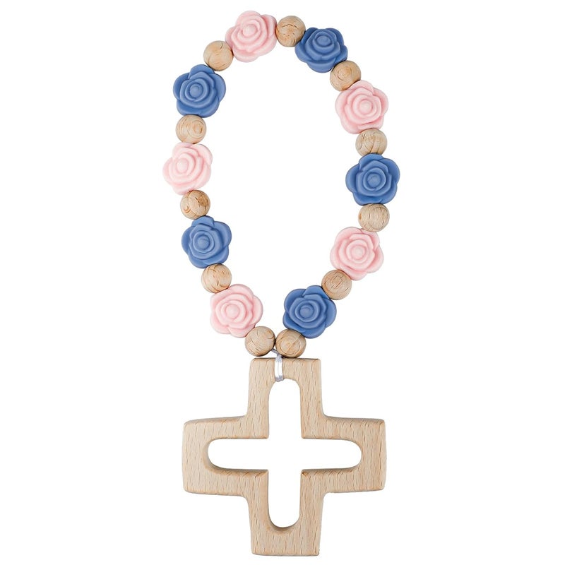 Sumalon Cross Baptism Silicone Rosary, First Communion Rosary Collection Shower Christian Communion Gifts - Image 1